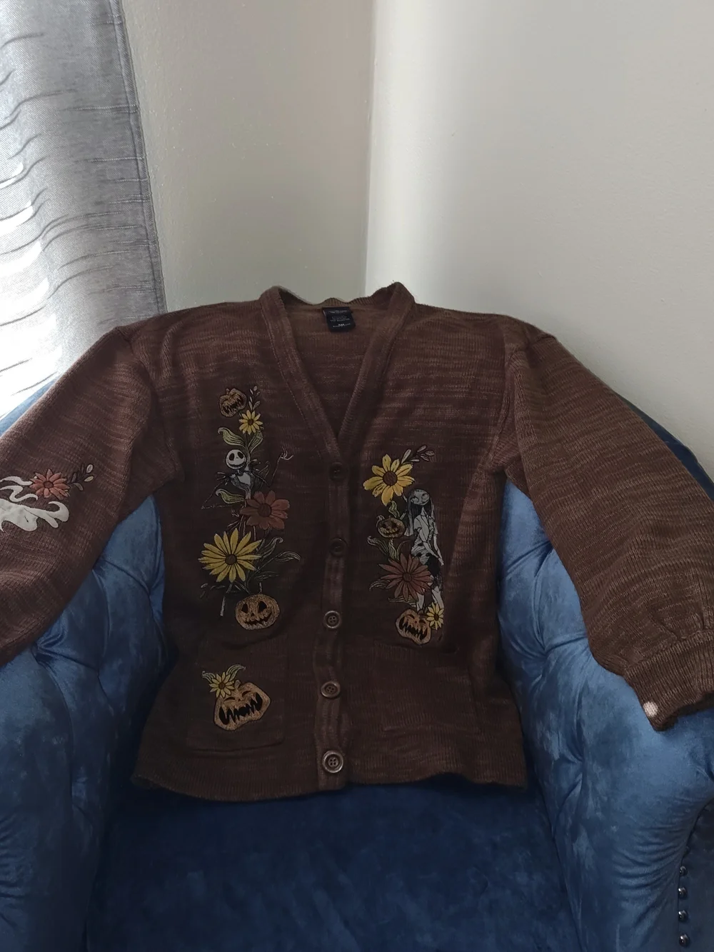 Her Universe Brown Embroidered Halloween Floral Cardigan